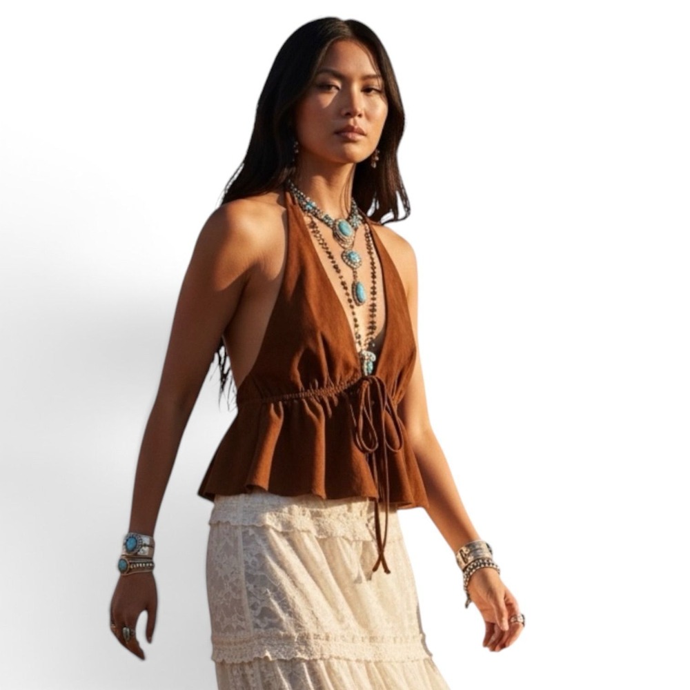 PacSun NWT faux suede halter sz XS